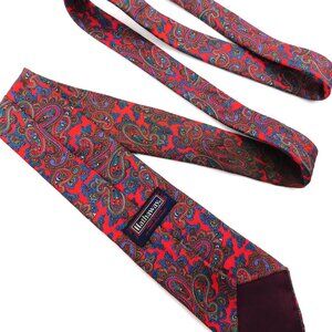Mens Hathaway 100% Silk Tie Red and Blue Paisley Pattern Made in USA Vintage